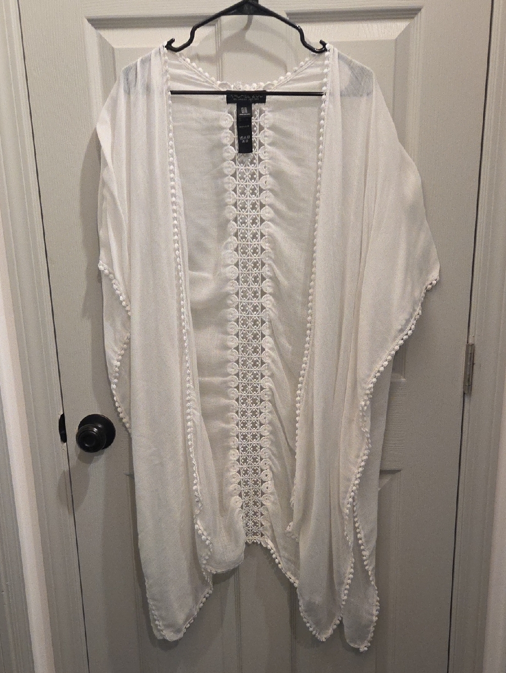 Rachel Zoe White Crochet-Trim Swim Coverup